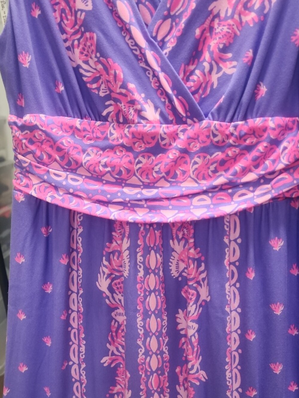 Lilly Pulitzer Sz M VEUC Purple Maxi Dress with Pink Print - Picture 2 of 4